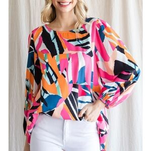 Jodifl abstract print long sleeve blouse